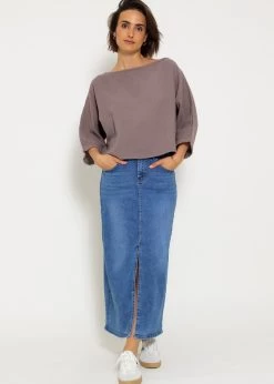 Musselin Top Mit Ausgefranstem Ärmelabschluss - Taupe -Sassyclassy sassyclassy musselin top mit ausgefranstem armelabschluss taupe S4203E7040 1