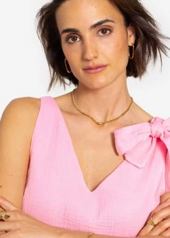 Musselin Top Mit Schleife - Rosa