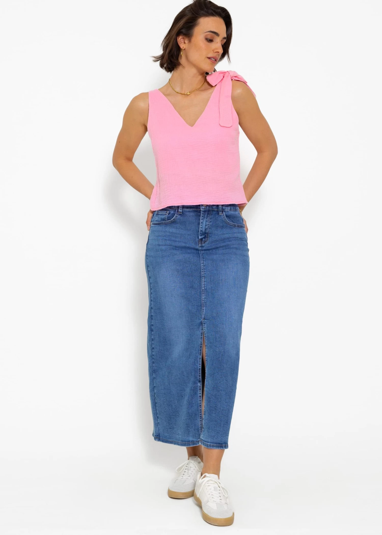 Musselin Top Mit Schleife - Rosa 4 Musselin Top Mit Schleife - Rosa – Bild 2