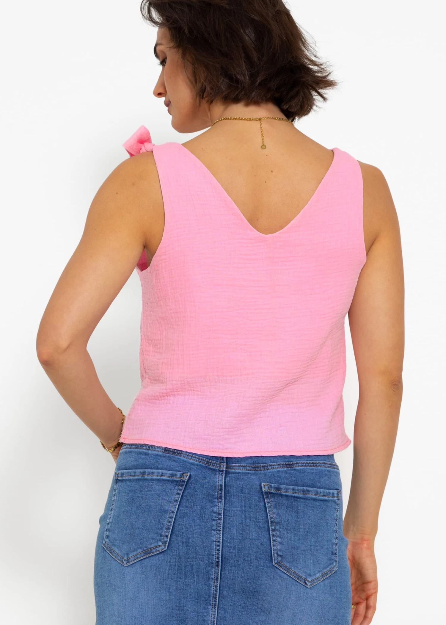 Musselin Top Mit Schleife - Rosa 8 Musselin Top Mit Schleife - Rosa – Bild 6