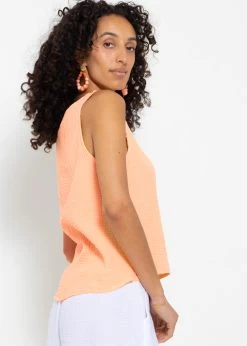 Musselin Top Mit V-Ausschnitt - Peach -Sassyclassy sassyclassy musselin top mit v ausschnitt peach S4203T7006 1