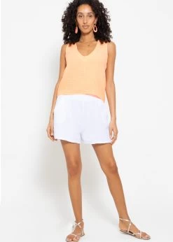 Musselin Top Mit V-Ausschnitt - Peach -Sassyclassy sassyclassy musselin top mit v ausschnitt peach S4203T7006 4