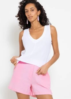 Musselin Top Mit V-Ausschnitt - Weiß -Sassyclassy sassyclassy musselin top mit v ausschnitt weiss S4203T7004 2