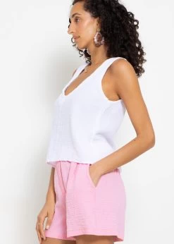 Musselin Top Mit V-Ausschnitt - Weiß -Sassyclassy sassyclassy musselin top mit v ausschnitt weiss S4203T7004 3