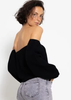 Musselin Top, Schulterfrei - Schwarz -Sassyclassy sassyclassy musselin top schulterfrei schwarz S4203T7011 5