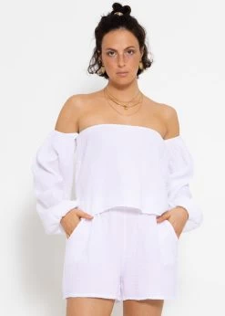 Musselin Top, Schulterfrei - Weiß 11 Musselin Top, Schulterfrei - Weiß -Sassyclassy sassyclassy musselin top schulterfrei weiss S4203T7012