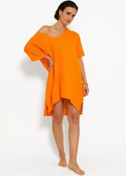 Musselin Tunika Mit V-Ausschnitt - Orange -Sassyclassy sassyclassy musselin tunika mit v ausschnitt orange S4203K7037 2