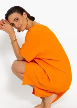 Musselin Tunika Mit V-Ausschnitt - Orange -Sassyclassy sassyclassy musselin tunika mit v ausschnitt orange S4203K7037