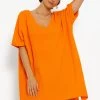 Musselin Tunika Mit V-Ausschnitt - Orange -Sassyclassy sassyclassy musselin tunika mit v ausschnitt orange S4203K7037 4