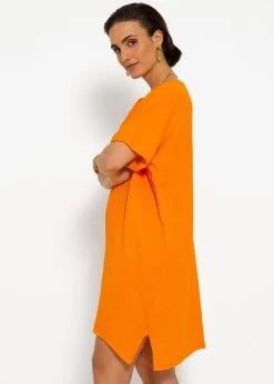 Musselin Tunika Mit V-Ausschnitt - Orange -Sassyclassy sassyclassy musselin tunika mit v ausschnitt orange S4203K7037 5