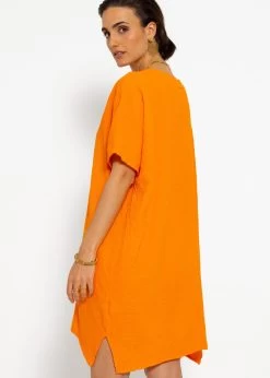 Musselin Tunika Mit V-Ausschnitt - Orange -Sassyclassy sassyclassy musselin tunika mit v ausschnitt orange S4203K7037 8