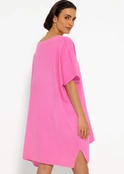 Musselin Tunika Mit V-Ausschnitt - Pink -Sassyclassy sassyclassy musselin tunika mit v ausschnitt pink S4203K7035 1
