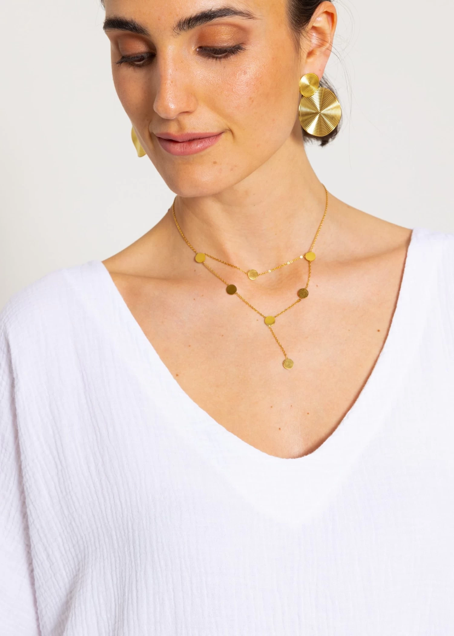 Musselin Tunika Mit V-Ausschnitt - Weiß 8 Musselin Tunika Mit V-Ausschnitt - Weiß – Bild 6