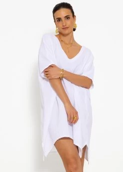 Musselin Tunika Mit V-Ausschnitt - Weiß 11 Musselin Tunika Mit V-Ausschnitt - Weiß -Sassyclassy sassyclassy musselin tunika mit v ausschnitt weiss S4203K7033