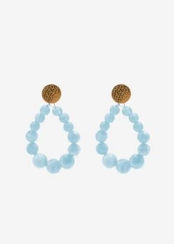 Ohrstecker Gold Mit Perlen - Hellblau