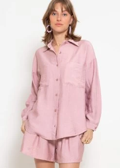 Oversize Viskose Bluse Mit Aufgesetzten Taschen - Altrosa -Sassyclassy sassyclassy oversize bluse mit aufgesetzten taschen altrosa S4203E6880 2