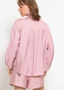 Oversize Viskose Bluse Mit Aufgesetzten Taschen - Altrosa -Sassyclassy sassyclassy oversize bluse mit aufgesetzten taschen altrosa S4203E6880 5