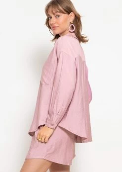 Oversize Viskose Bluse Mit Aufgesetzten Taschen - Altrosa -Sassyclassy sassyclassy oversize bluse mit aufgesetzten taschen altrosa S4203E6880 6