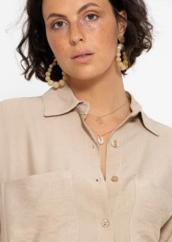 Oversize Viskose Bluse Mit Aufgesetzten Taschen - Beige -Sassyclassy sassyclassy oversize bluse mit aufgesetzten taschen beige S4203E6881 1