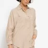 Oversize Viskose Bluse Mit Aufgesetzten Taschen - Beige -Sassyclassy sassyclassy oversize bluse mit aufgesetzten taschen beige S4203E6881 3