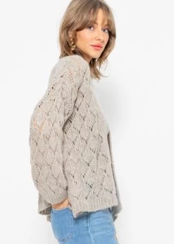 Oversize Cardigan In Ajour Strick- Beige -Sassyclassy sassyclassy oversize cardigan in ajour strick beige S4203C6836 5