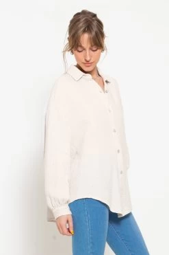 Oversize Musselin Bluse Mit Glitzerdetails - Hellbeige 15 Oversize Musselin Bluse Mit Glitzerdetails - Hellbeige -Sassyclassy sassyclassy oversize musselin bluse mit glitzerspots hellbeige S4203E6946