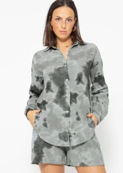 Oversize Musselin Bluse Mit Print - Grau-khaki -Sassyclassy sassyclassy oversize musselin bluse mit print grau khaki S4203E6860 3JrWvaILB0qvWv