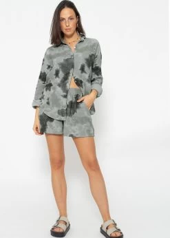 Oversize Musselin Bluse Mit Print - Grau-khaki -Sassyclassy sassyclassy oversize musselin bluse mit print grau khaki S4203E6860OrlmwWgm2zC26