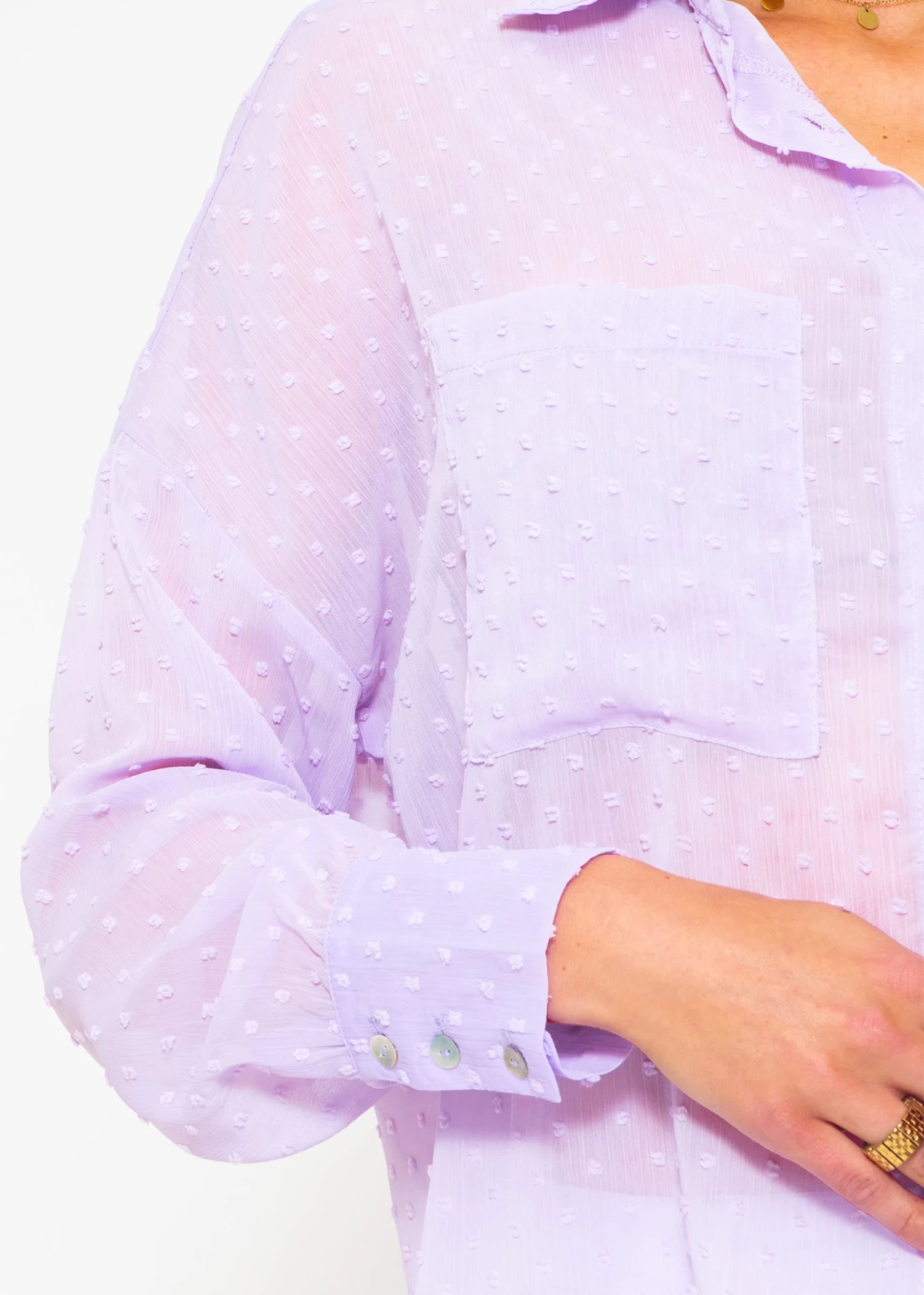 Oversize Plumetis Bluse, Flieder 9 Oversize Plumetis Bluse, Flieder – Bild 7