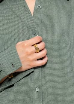 Oversize Waffelpiqué Bluse - Grün -Sassyclassy sassyclassy oversize waffelpique bluse grun S3207E6106 3