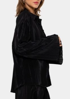 Plissee Hemdbluse - Schwarz -Sassyclassy sassyclassy plissee hemd schwarz S3212E6739 3