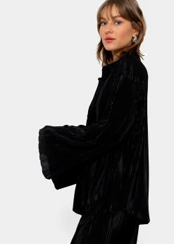 Plissee Hemdbluse - Schwarz -Sassyclassy sassyclassy plissee hemd schwarz S3212E6739 6