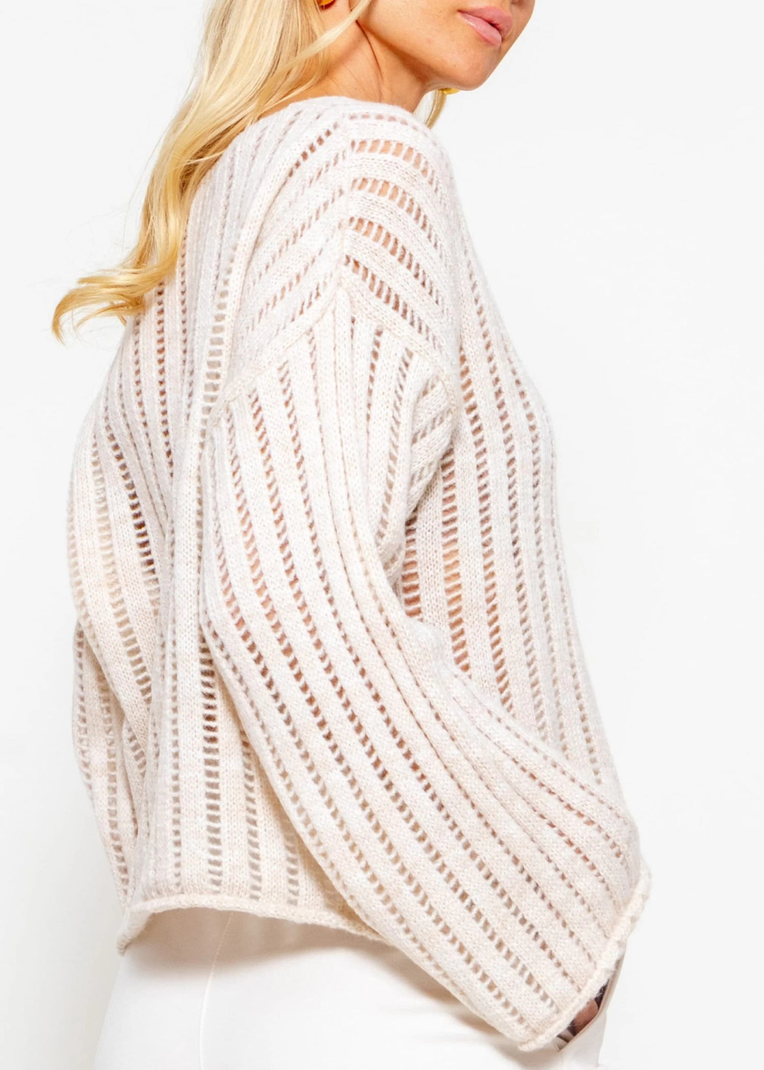 Pullover Im Leiterstich-Look - Beige 6 Pullover Im Leiterstich-Look - Beige – Bild 4