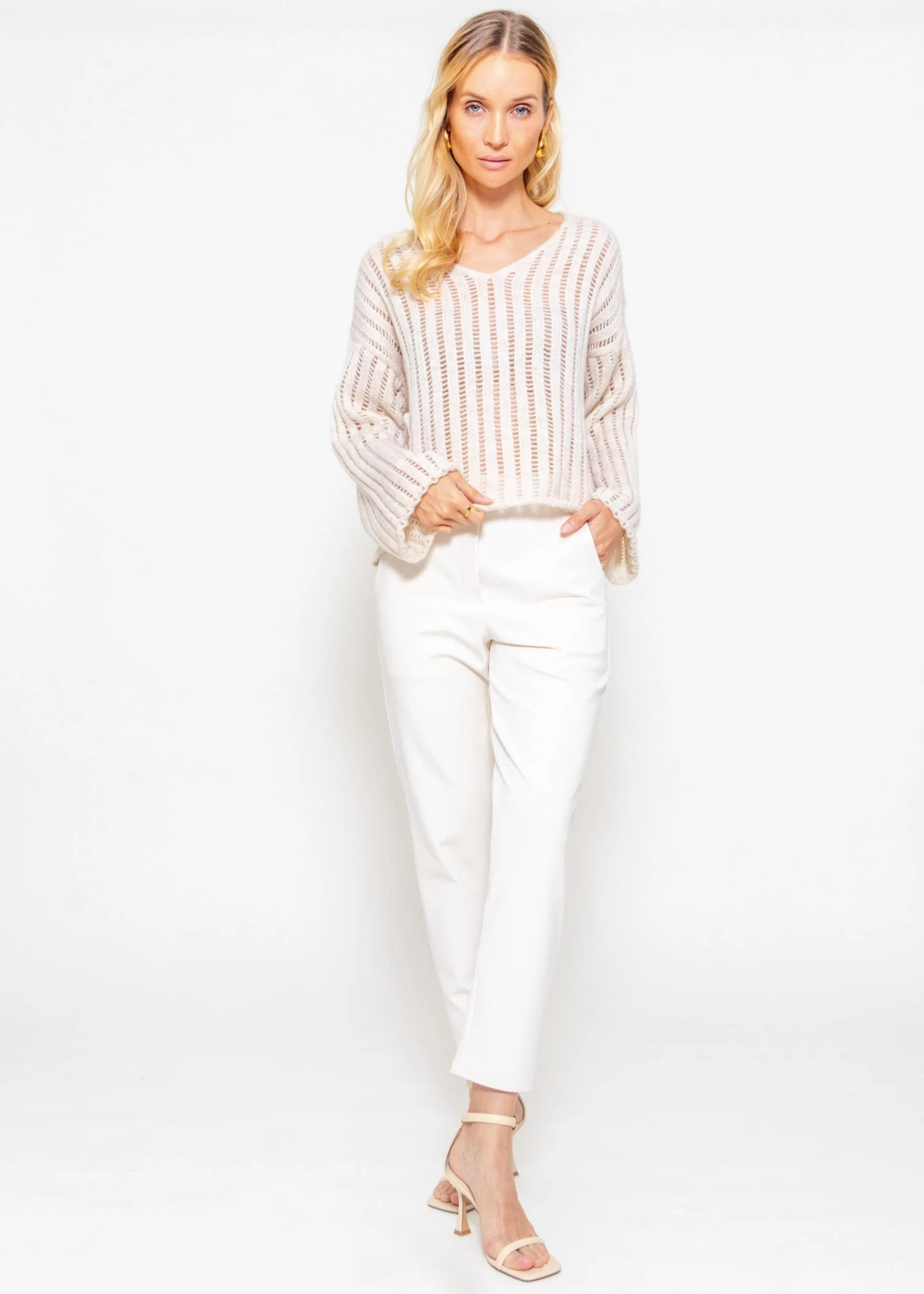 Pullover Im Leiterstich-Look - Beige 7 Pullover Im Leiterstich-Look - Beige – Bild 5