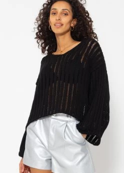 Pullover Im Leiterstich-Look - Schwarz -Sassyclassy sassyclassy pullover im leiterstich look schwarz S4203P6811 2