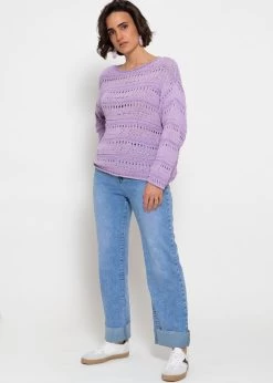 Pullover Mit Ajour Muster - Lila-violett -Sassyclassy sassyclassy pullover mit ajour muster lila violett S4203P6981 1