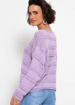 Pullover Mit Ajour Muster - Lila-violett -Sassyclassy sassyclassy pullover mit ajour muster lila violett S4203P6981 2