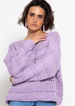 Pullover Mit Ajour Muster - Lila-violett -Sassyclassy sassyclassy pullover mit ajour muster lila violett S4203P6981 4