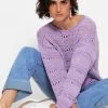 Pullover Mit Ajour Muster - Lila-violett -Sassyclassy sassyclassy pullover mit ajour muster lila violett S4203P6981 5