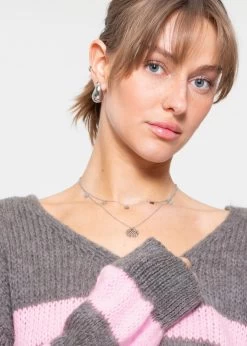 Pullover Mit Rosa Streifen - Grau -Sassyclassy sassyclassy pullover mit rosa streifen grau S3209P6302