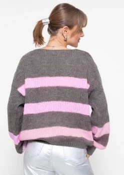 Pullover Mit Rosa Streifen - Grau -Sassyclassy sassyclassy pullover mit rosa streifen grau S3209P6302 4
