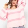 Pullover Mit Streifen Und V-Ausschnitt - Hellrosa-rosa 2 Pullover Mit Streifen Und V-Ausschnitt - Hellrosa-rosa -Sassyclassy sassyclassy pullover mit streifen und vausschnitt hellrosa rosa S4203P6890 7