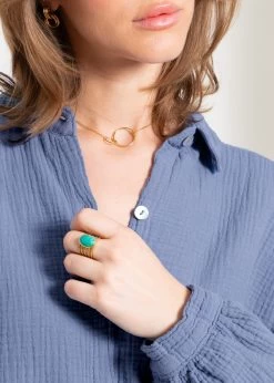 Ring Mit Amazonit Stein, Gold -Sassyclassy sassyclassy ring mit amazonit stein gold S1201A913