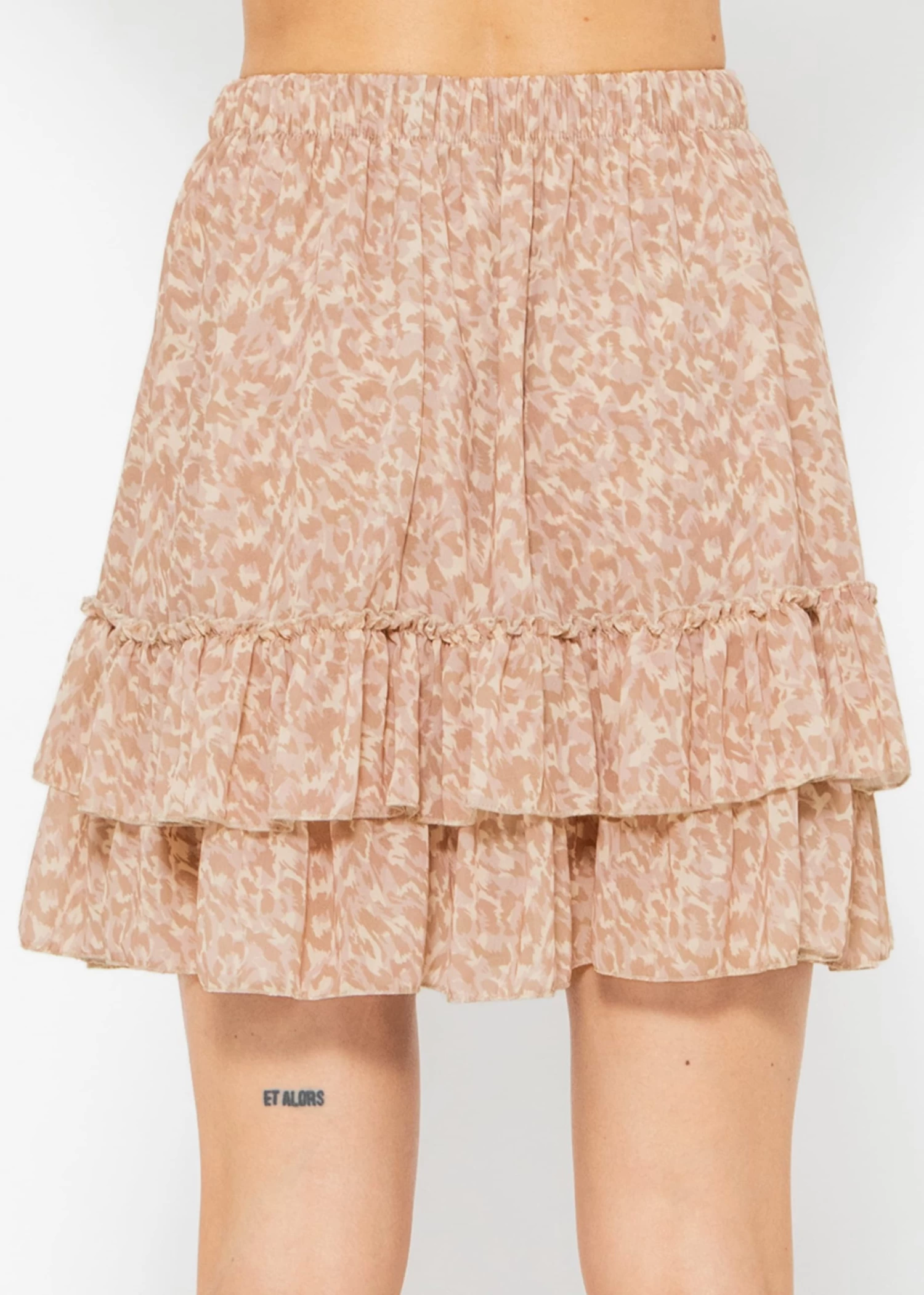 Rüschen Rock Mit Print - Beige 7 Rüschen Rock Mit Print - Beige – Bild 5