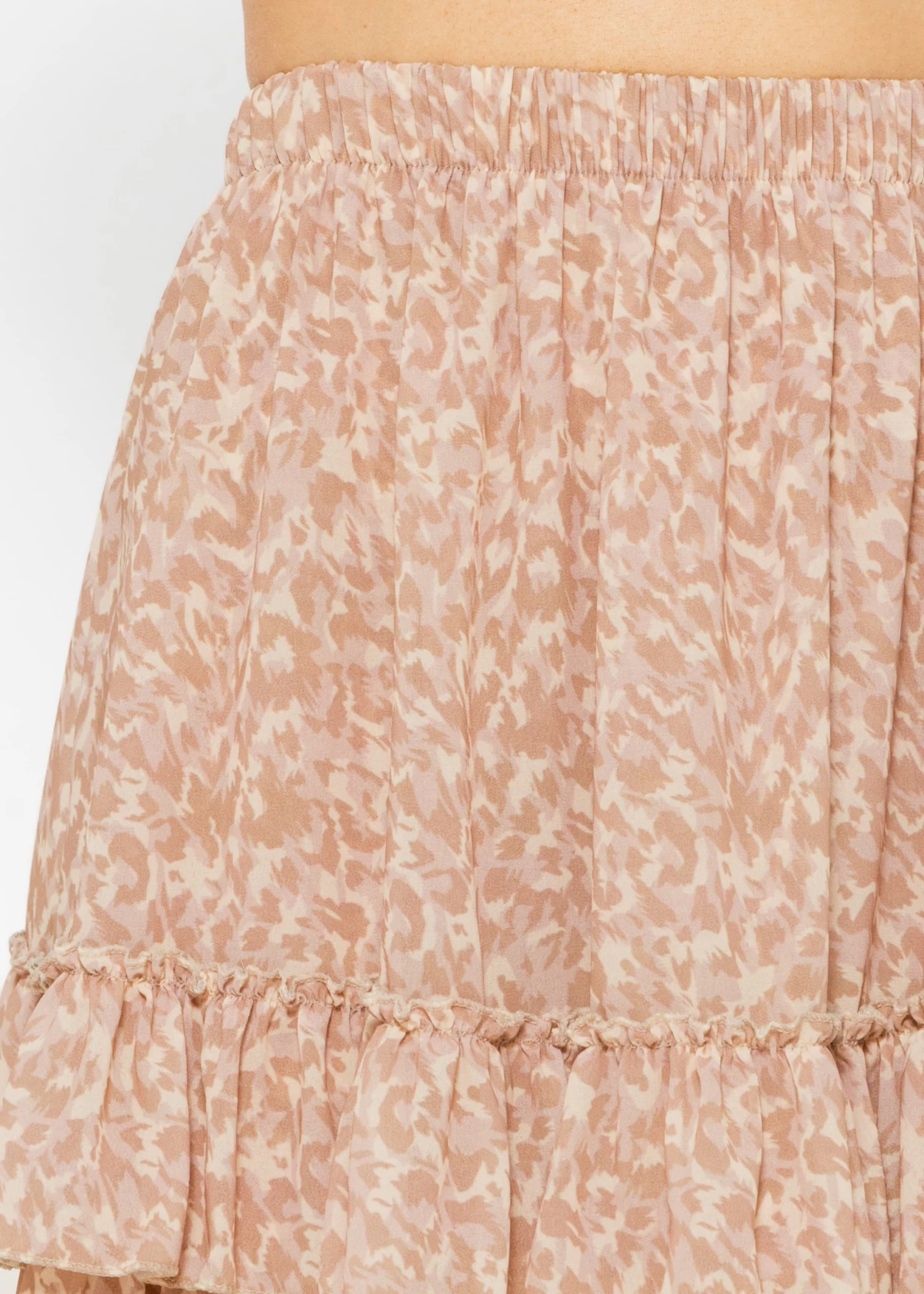 Rüschen Rock Mit Print - Beige 8 Rüschen Rock Mit Print - Beige – Bild 6