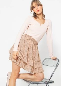 Rüschen Rock Mit Print - Beige 9 Rüschen Rock Mit Print - Beige -Sassyclassy sassyclassy ruschen rock mit print beige S4203R6851 6