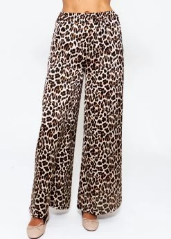 Satin Hose Mit Leo-Print - Braun -Sassyclassy sassyclassy satin hose mit leo print braun S4202H6804 6