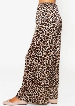 Satin Hose Mit Leo-Print - Braun -Sassyclassy sassyclassy satin hose mit leo print braun S4202H6804 8