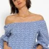 Schulterfreies Blusentop Mit Print - Blau -Sassyclassy sassyclassy schulterfreies blusentop mit print blau S4204E7045 4