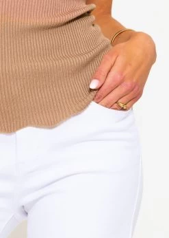 Strick Top Mit Bogenkante, Camel -Sassyclassy sassyclassy strick top mit bogenkante camel S3202B5523 8